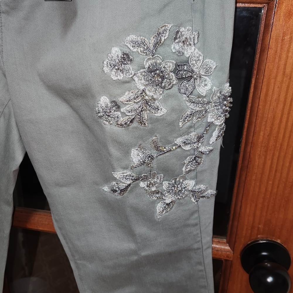 Lane Bryant Gray Skinny Beaded Jeans - Picture 2 of 7